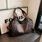 Faux Leather Shoulder Duffle Bag