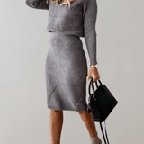 Two-Piece Knit Set With Turtleneck Sweater And Slim Skirt