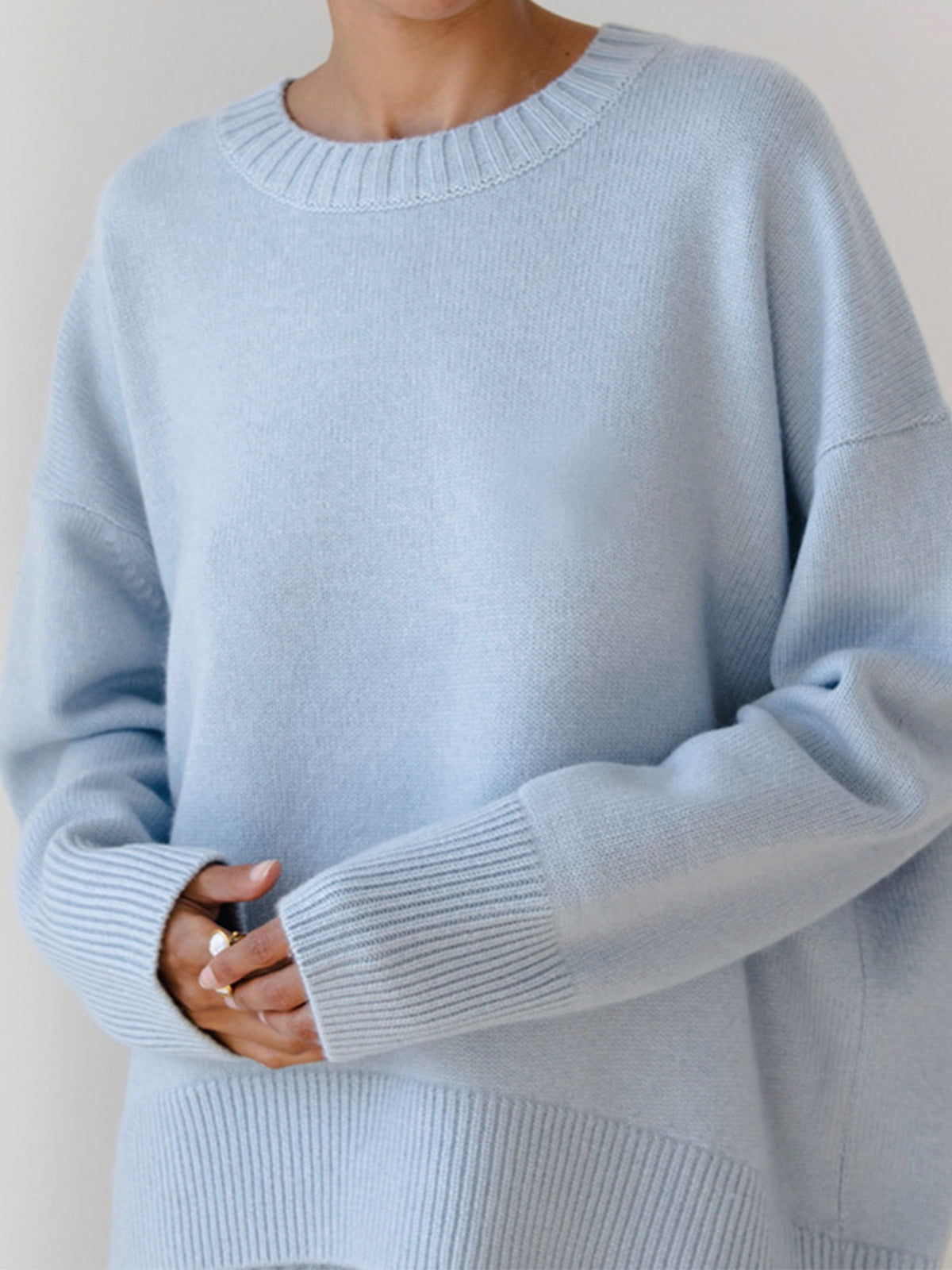 Oversized Crewneck Knit Sweater