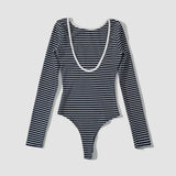 Open Back Striped Bodysuit