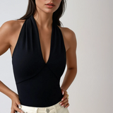 V-Neck Halter Open Back Tank Top