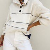 Button Collar Knit Pullover