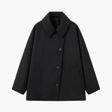 Women's Oversized Wool-Blend Coat with Button Closure