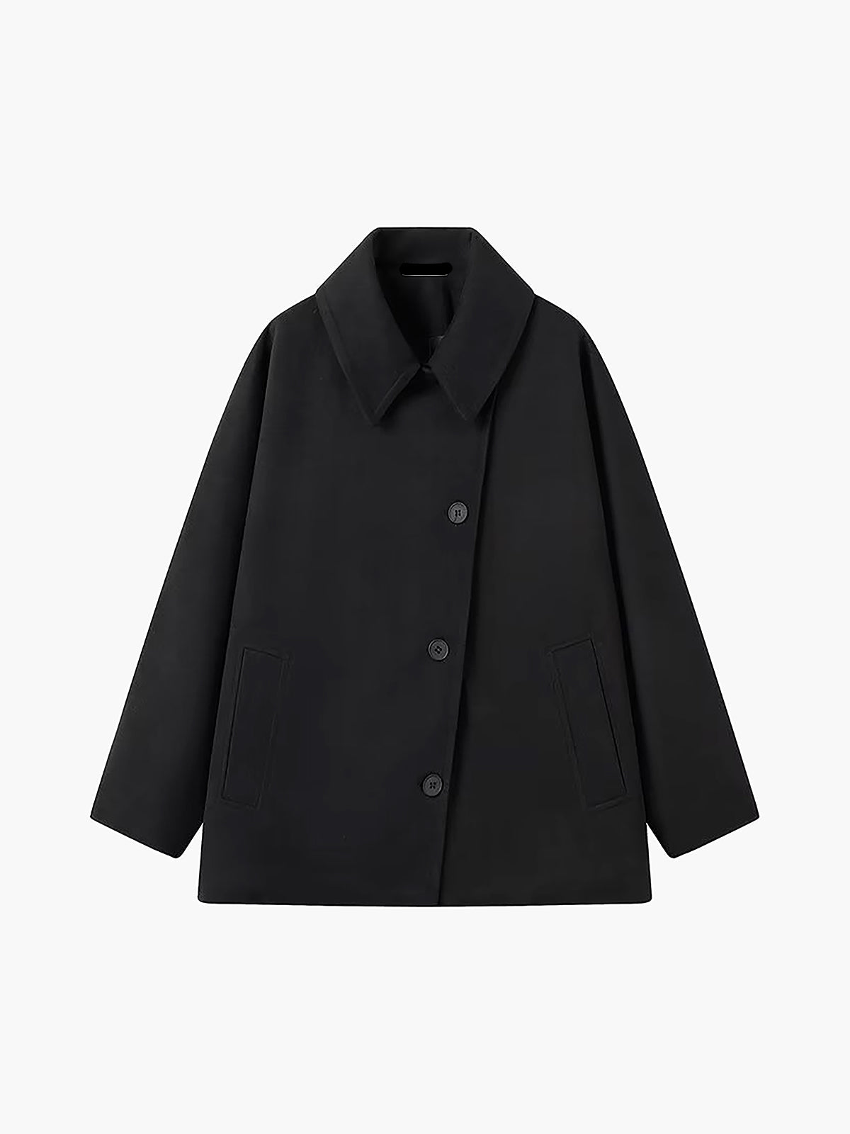 Women's Oversized Wool-Blend Coat with Button Closure
