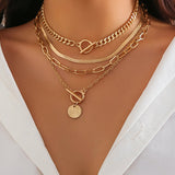 Gold Layered Pendant Necklace Set