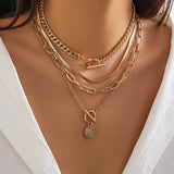 Gold Layered Pendant Necklace Set