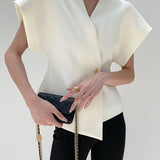 Trendy V-Neck Button Down Blouse