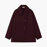 Women's Oversized Wool-Blend Coat with Button Closure