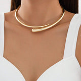 Gold Water Drop Open Choker Necklace