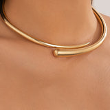 Gold Water Drop Open Choker Necklace