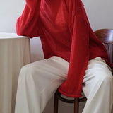 Sheer Textured Knit Sweater