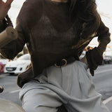 Sheer Textured Knit Sweater