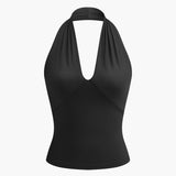 V-Neck Halter Open Back Tank Top