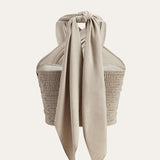 Linen Blend Crisscross Halter Crop Top