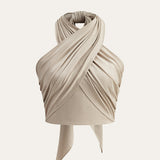 Linen Blend Crisscross Halter Crop Top