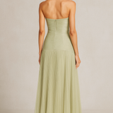 Strapless Pleated Wedding Guest Maxi Dress