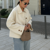 Women's Boxy Cropped Wool Coat Jacket