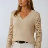 Crochet Sleeve Knit Sweater