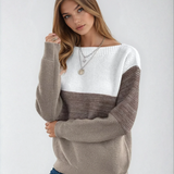 Women's Three-color Knitted Patchwork Sweater
