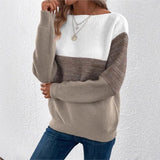 Women's Three-color Knitted Patchwork Sweater