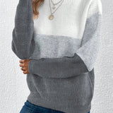 Women's Three-color Knitted Patchwork Sweater