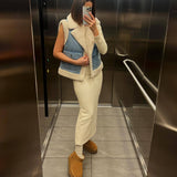 Women's Vintage Shearling Denim Vest