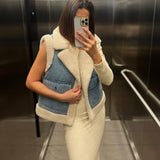 Women's Vintage Shearling Denim Vest