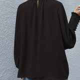 Long Sleeve Blouse with Tie Neck