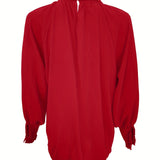 Long Sleeve Blouse with Tie Neck