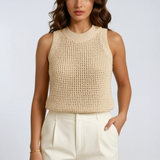 Knit Hollow Solid Tank Top