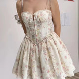 Lace Stitching Tie-Waist Mini Dress