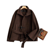 Women's Classic Wool Toggle Coat with Belted Waist