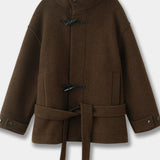 Women's Classic Wool Toggle Coat with Belted Waist