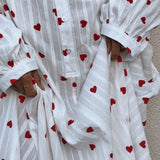Summer Oversized Hearts Embroidered Shirt Dress