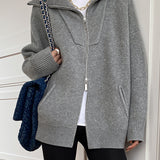 Casual Oversized Open Collar Cardigan