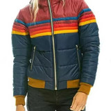 Women's Retro Striped Padded Puffer Jacket