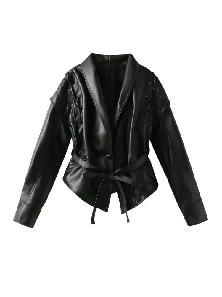Women's Faux Leather Wrap Jacket