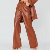 Danica Wide-Leg Leather Pants