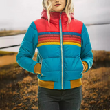 Women's Retro Striped Padded Puffer Jacket