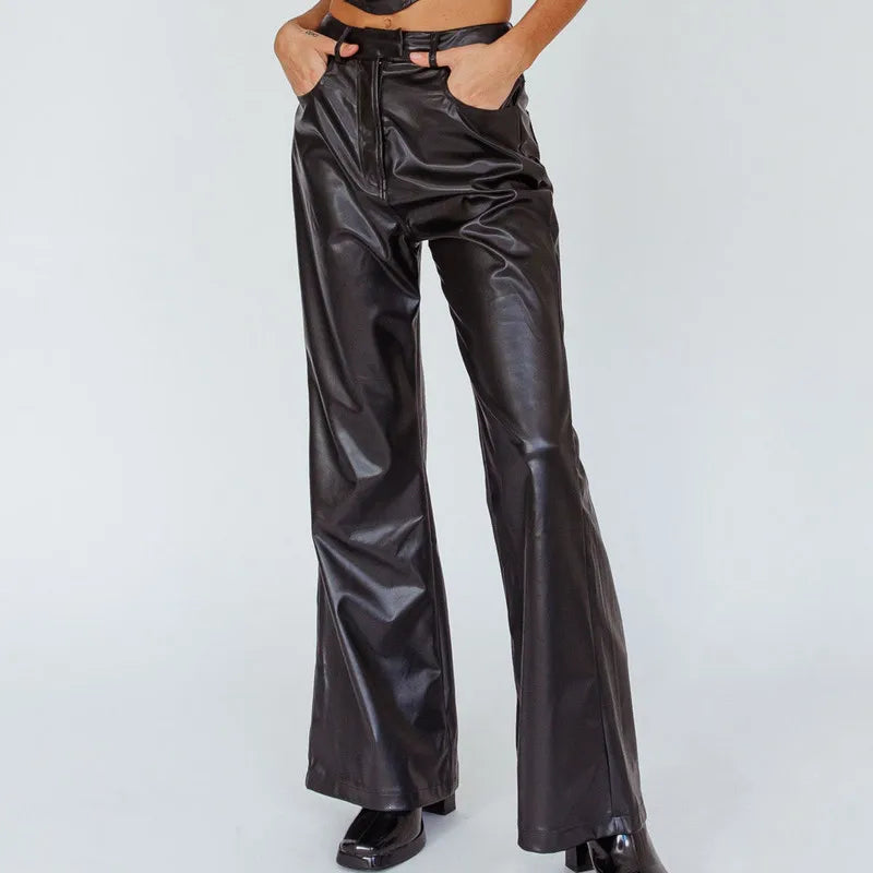 Danica Wide-Leg Leather Pants