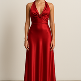 Satin Halter Prom Maxi Gown