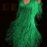 Women's Sequin Tassel V-Neck Backless Party Mini Dress
