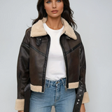 Women's Short Leather Winter Jacket