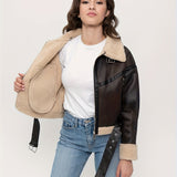 Women's Short Leather Winter Jacket