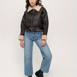 Women's Short Leather Winter Jacket
