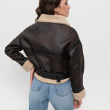 Women's Short Leather Winter Jacket