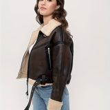 Women's Short Leather Winter Jacket