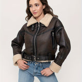 Women's Short Leather Winter Jacket
