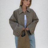 Women's Boxy Cropped Wool Coat Jacket