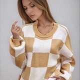 Women's Checkerboard Knitted Sweater